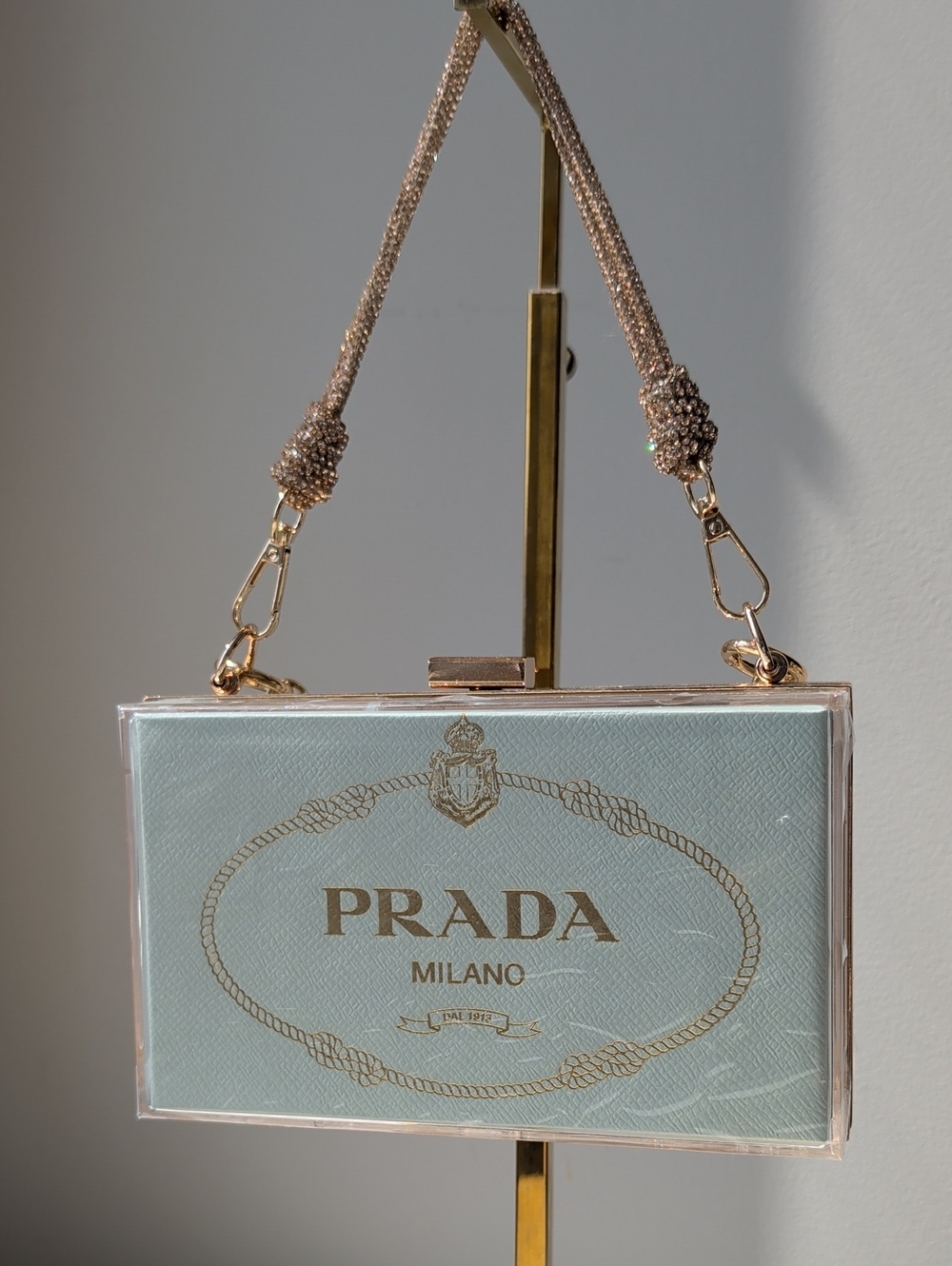 Upcycled Pastel Green/Gold Acrylic box bag